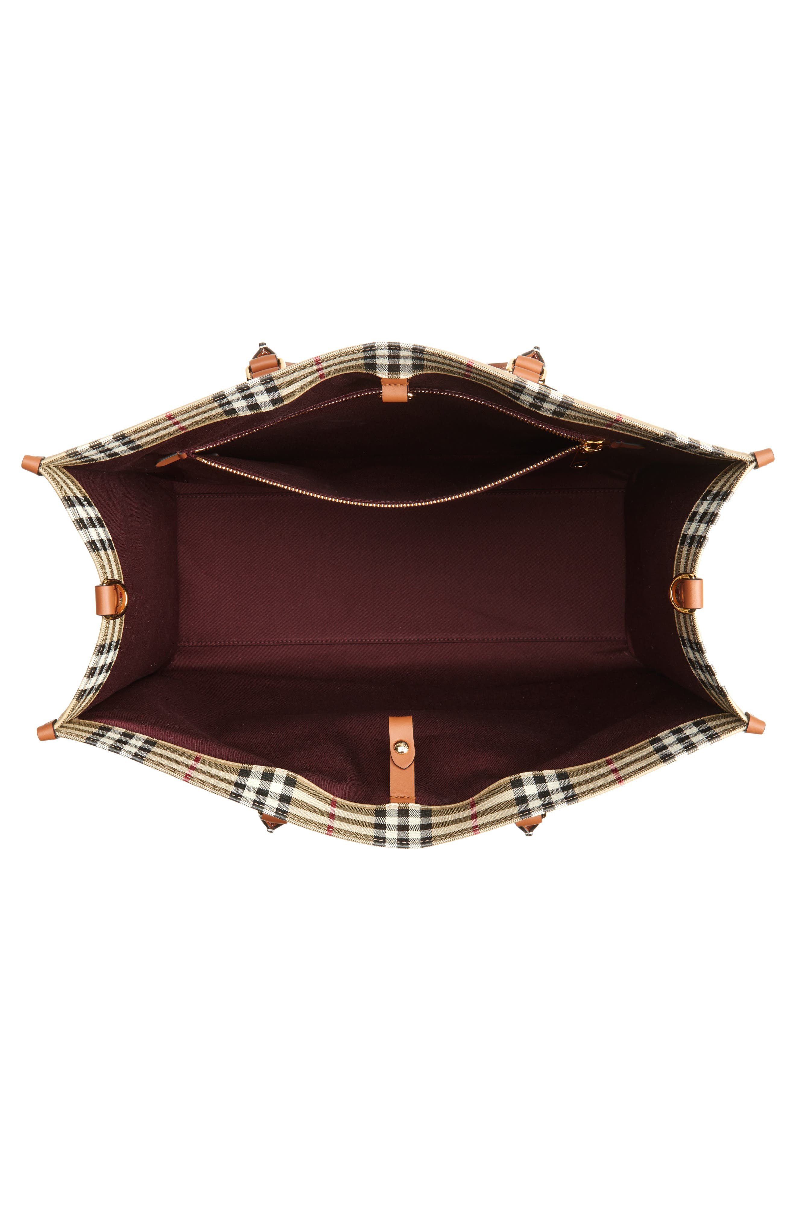 burberry Medium Freya Check Coated Canvas Tote in Vntg Chk/Briar Brown at Nordstrom - 4