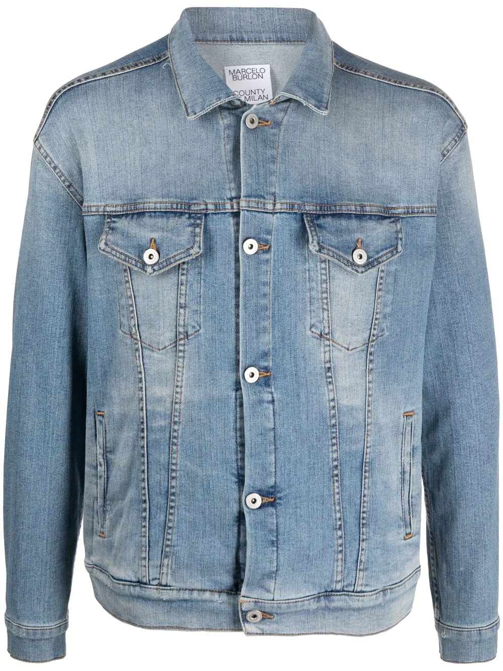 logo-print denim jacket - 1