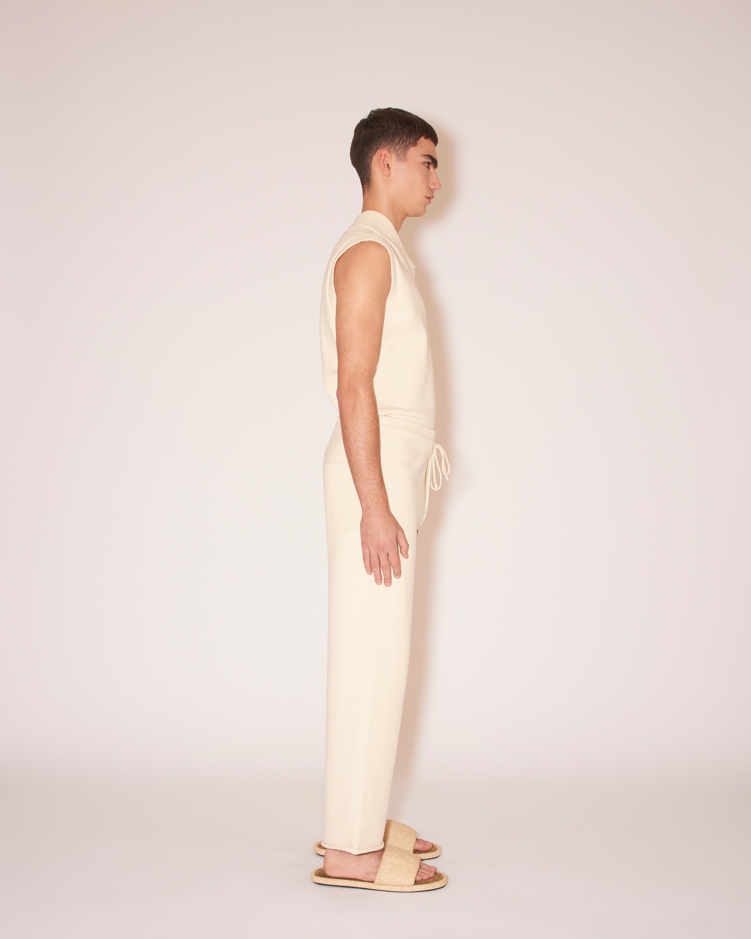 DARIO - Textured linen relaxed pants - Creme - 3