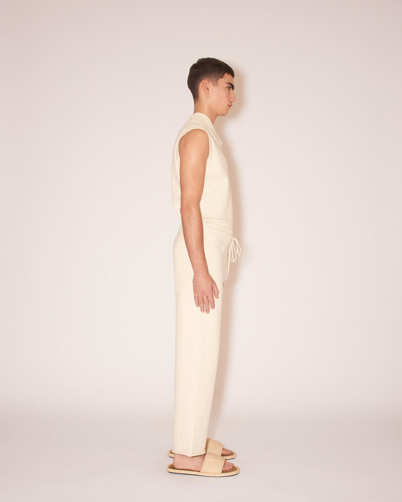 DARIO - Textured linen relaxed pants - Creme 3