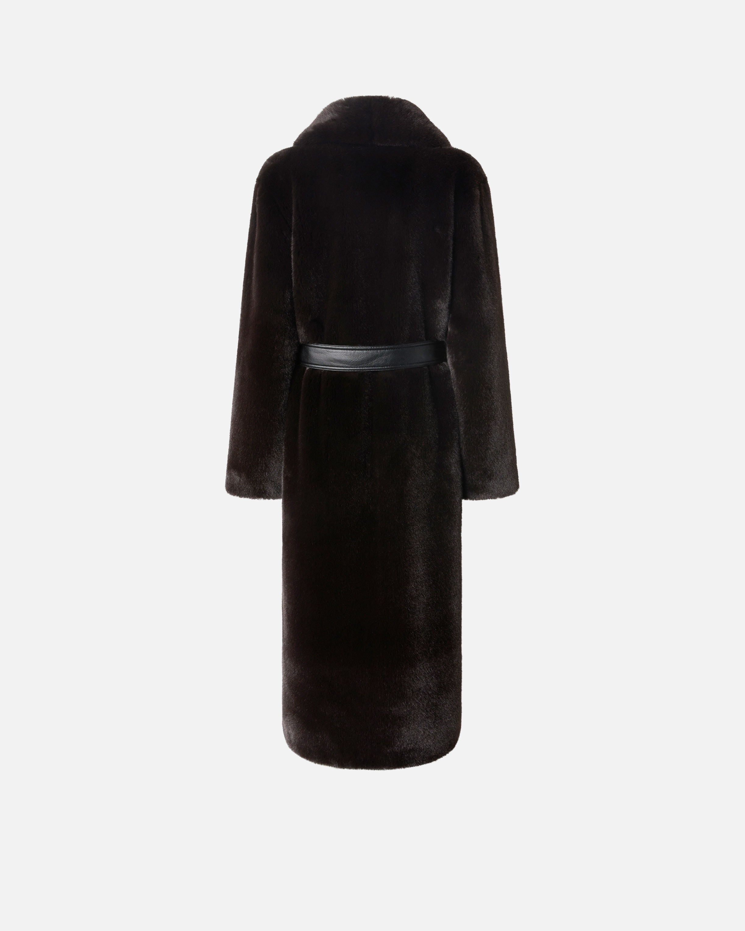LONG FAUX FUR COAT WITH BELT - 6
