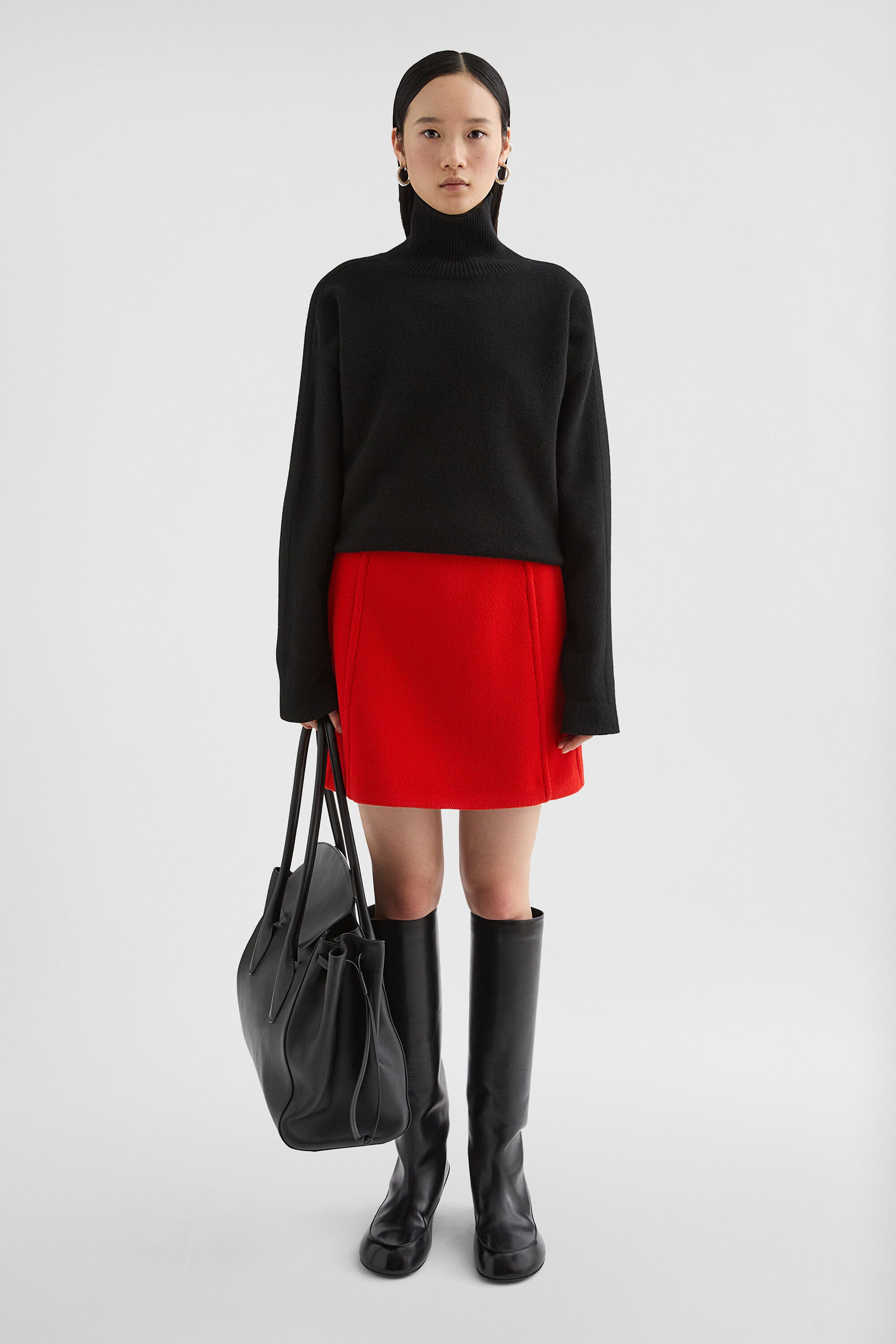 Wool Chevron Mini Skirt - 6
