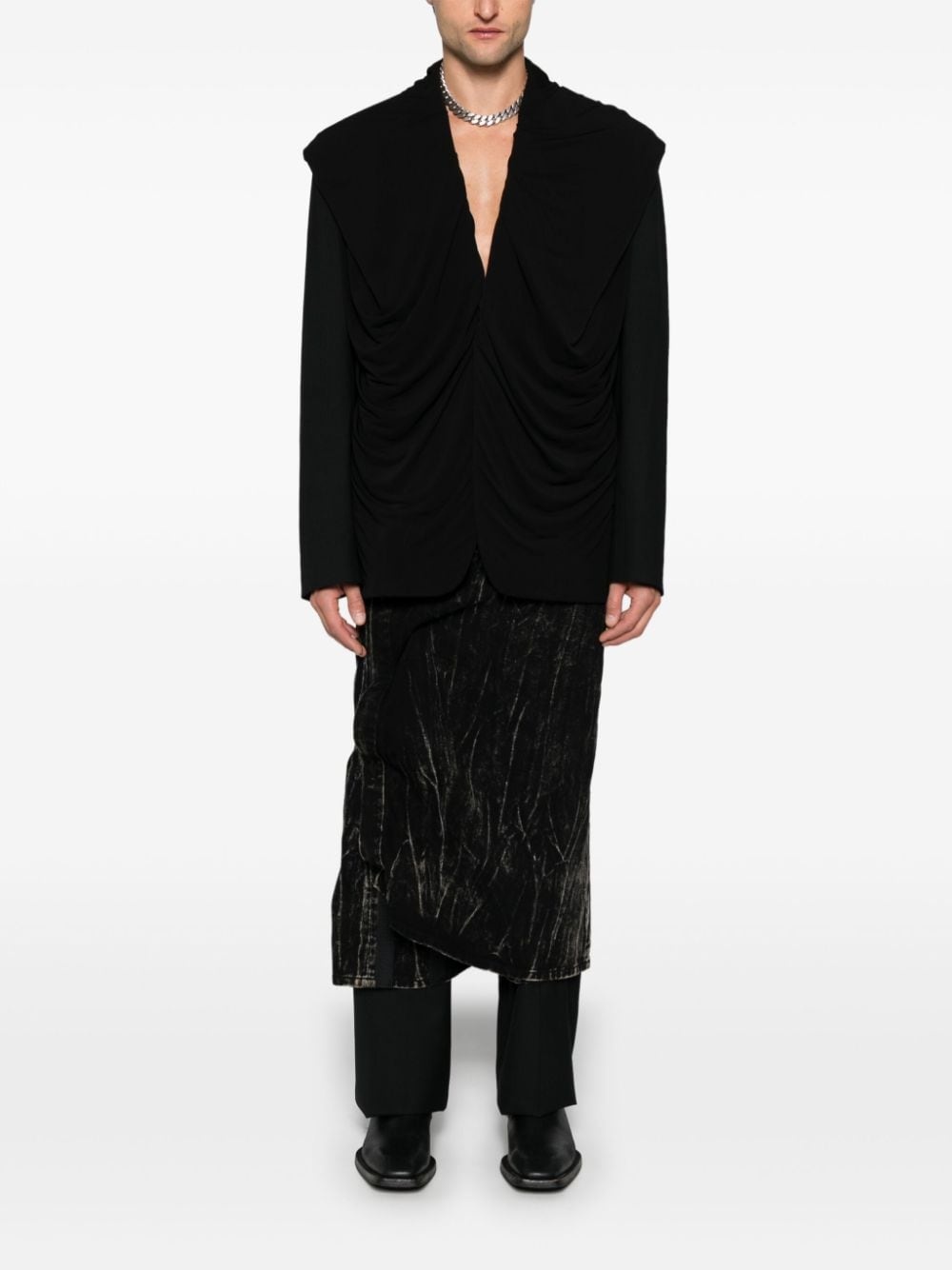 draped hooded blazer - 6