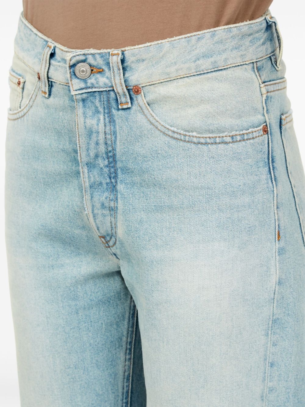 distressed straight jeans - 7