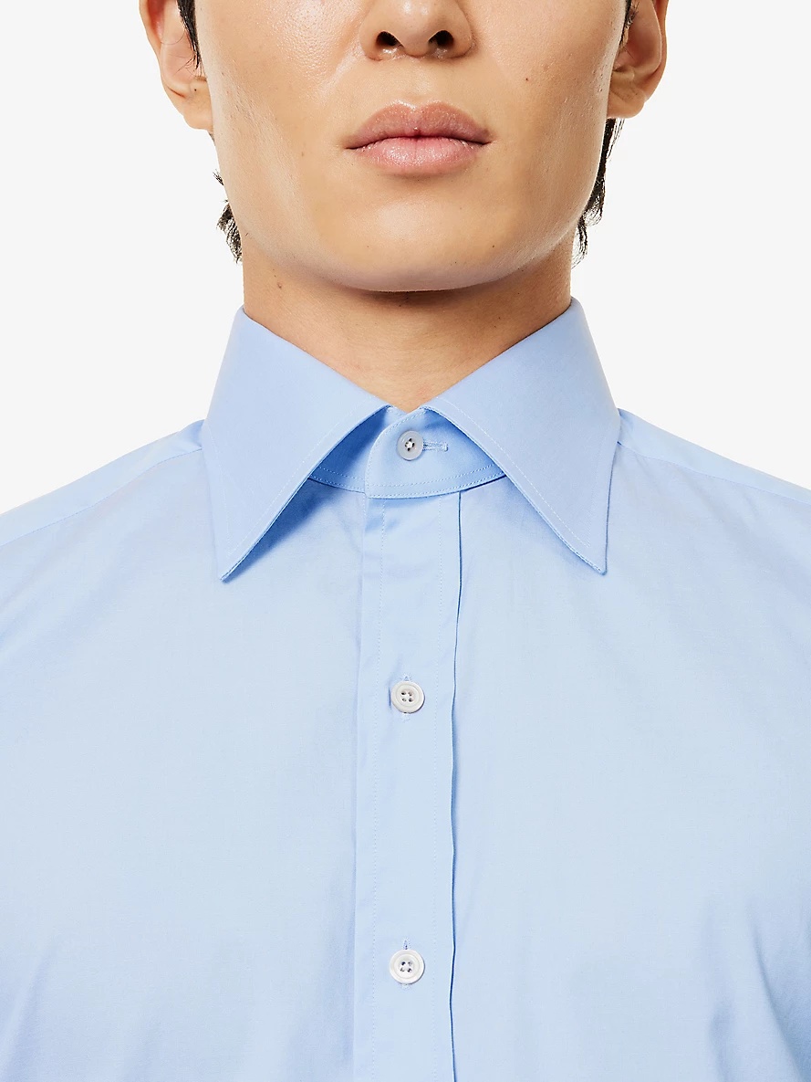 Spread-collar slim-fit cotton shirt - 5
