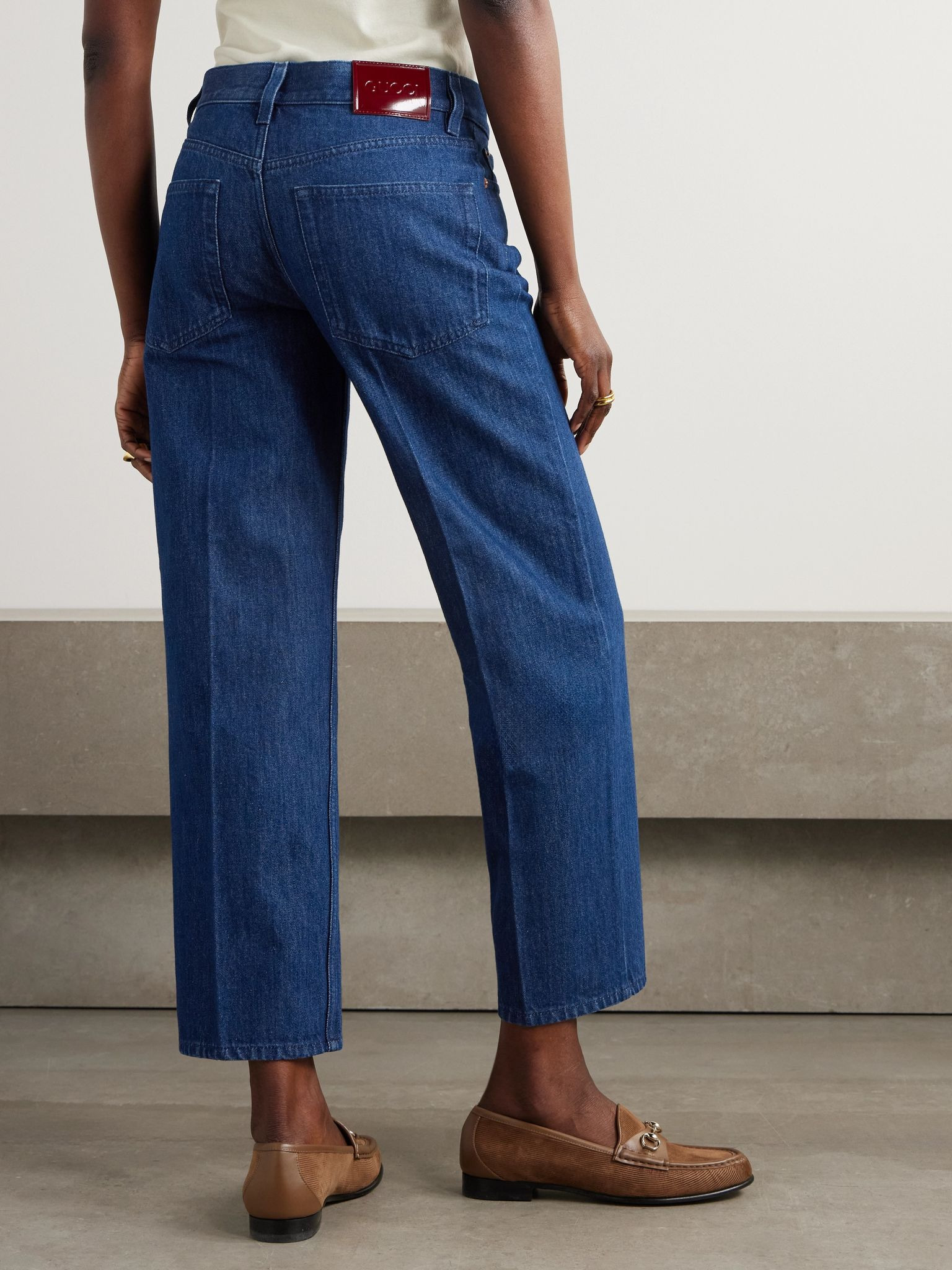 Cropped mid-rise straight-leg jeans Royal blue - 4