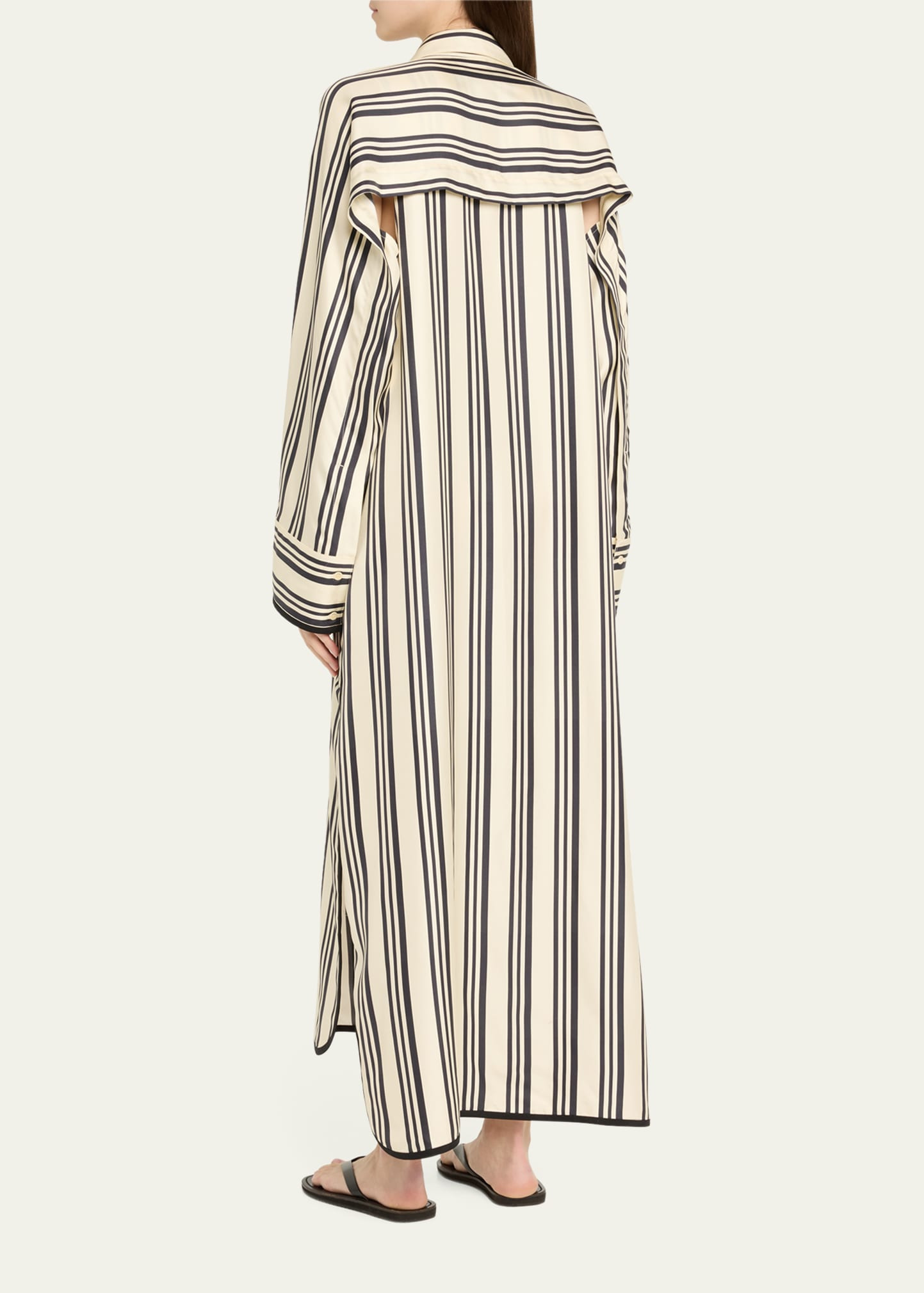 Viviana Stripe Maxi Silk Shirtdress - 3