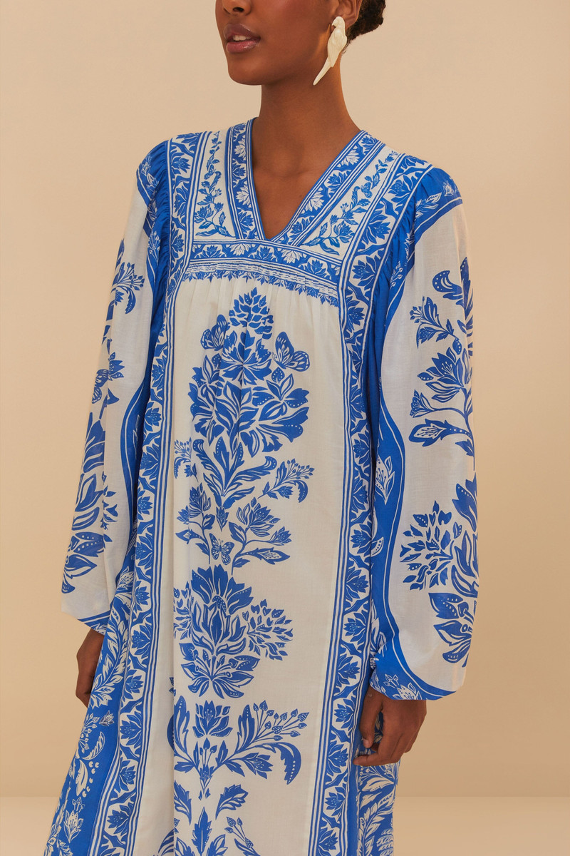 Off-White Delicate Tapestry Long Sleeve Maxi Dress 3