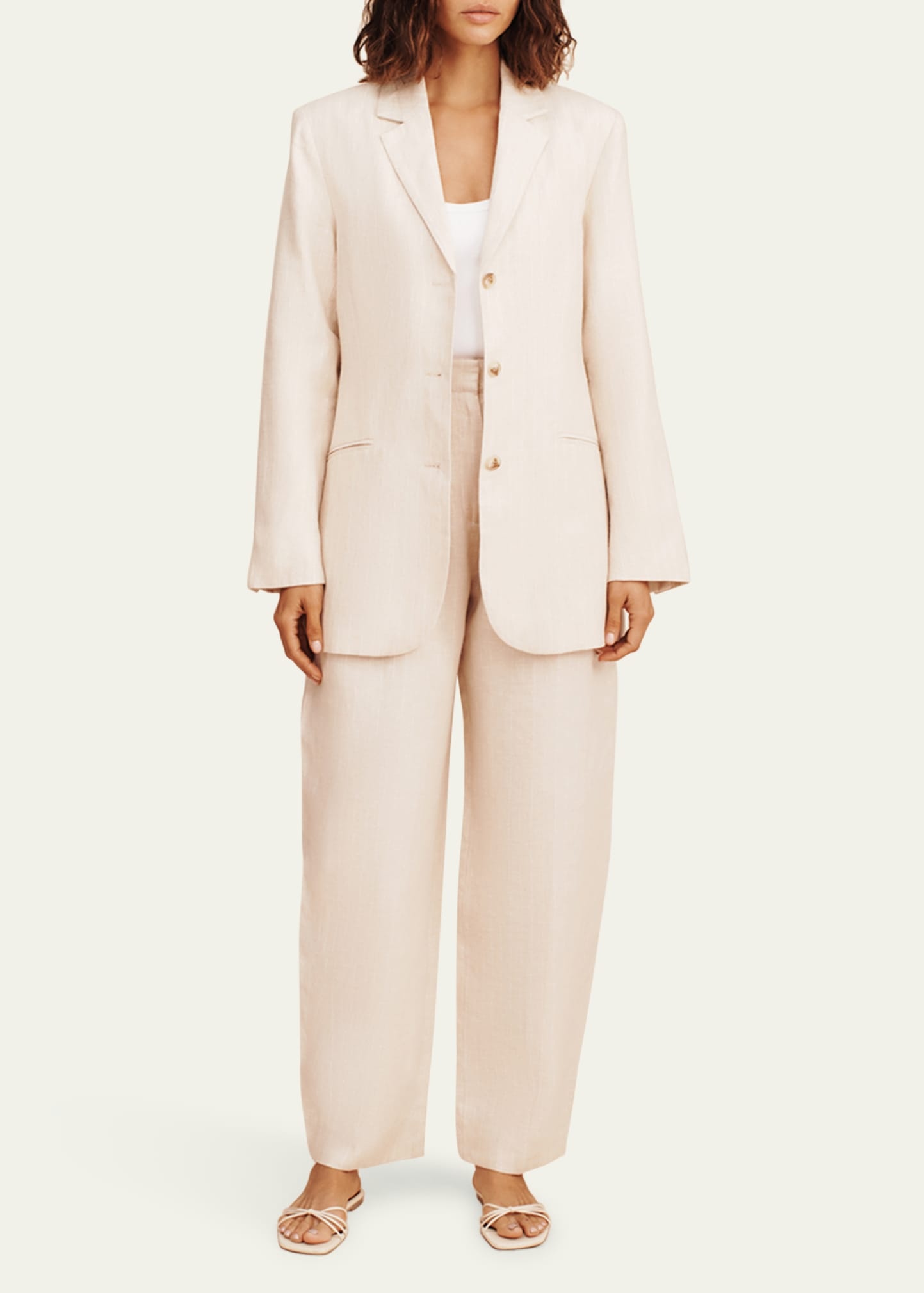 Leon Single-Breasted Pinstripe Linen Blazer - 2