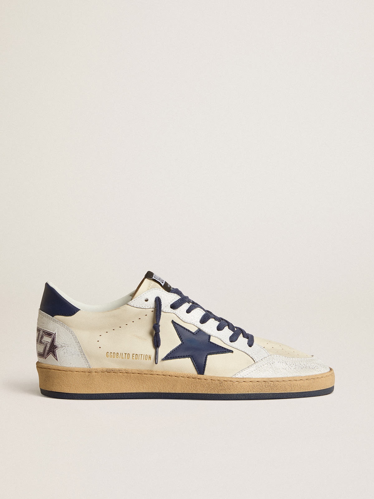 Ball Star LTD in cream nappa with blue leather star and heel tab - 1