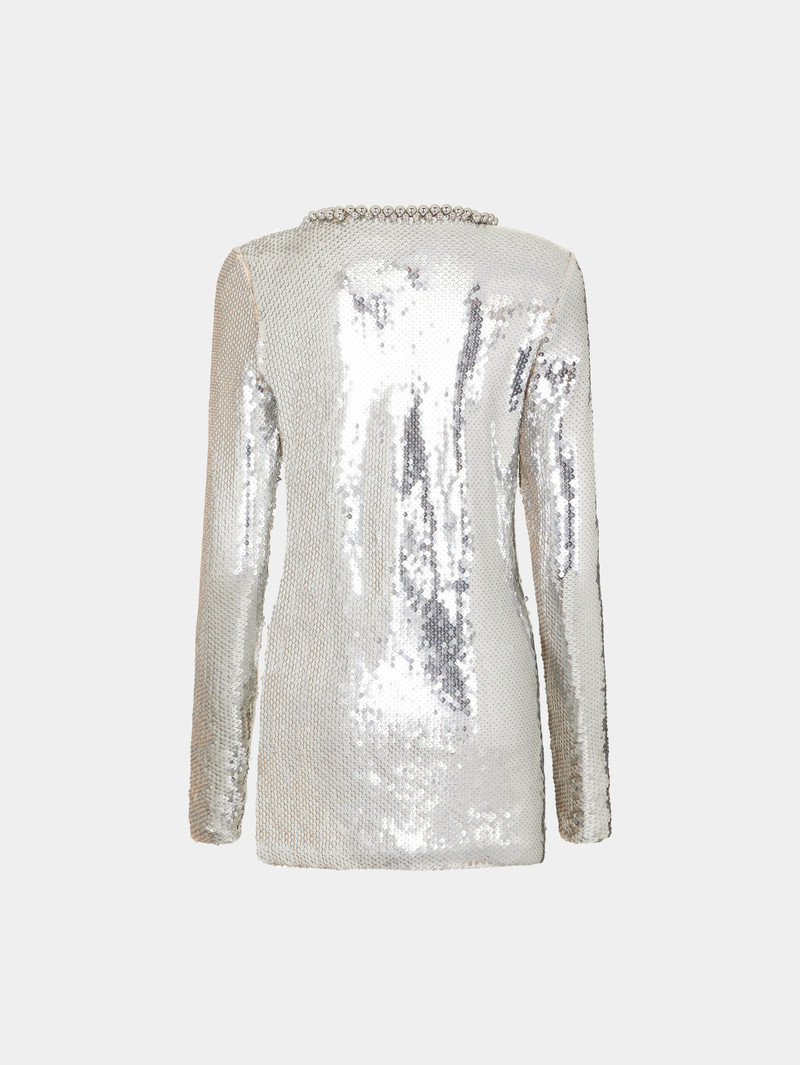 MINI SILVER SEQUINS DRESS WITH ROUND NECKLINE 6