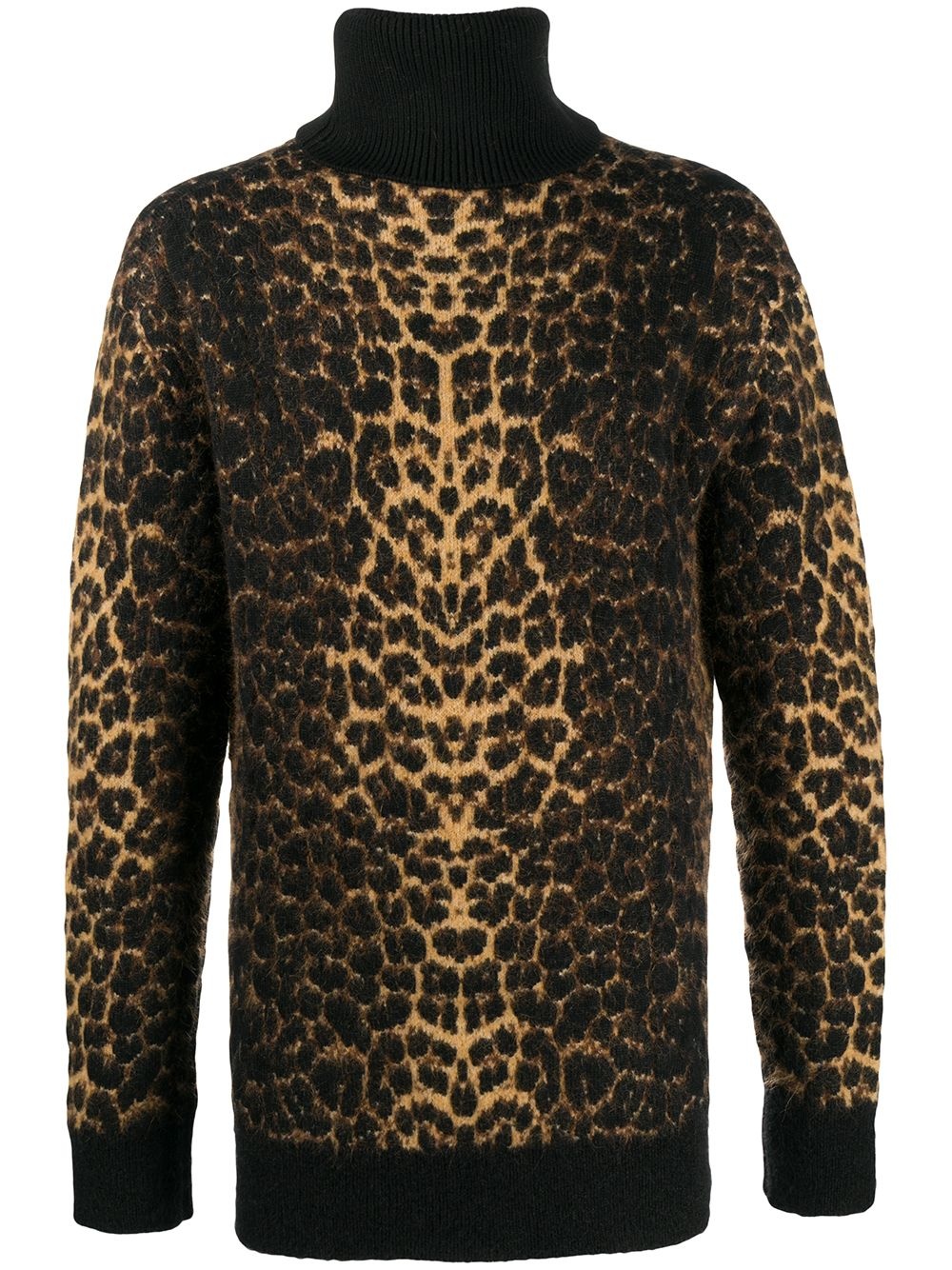 leopard-print roll-neck jumper - 1