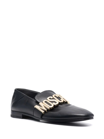 Moschino logo-plaque leather loafers outlook