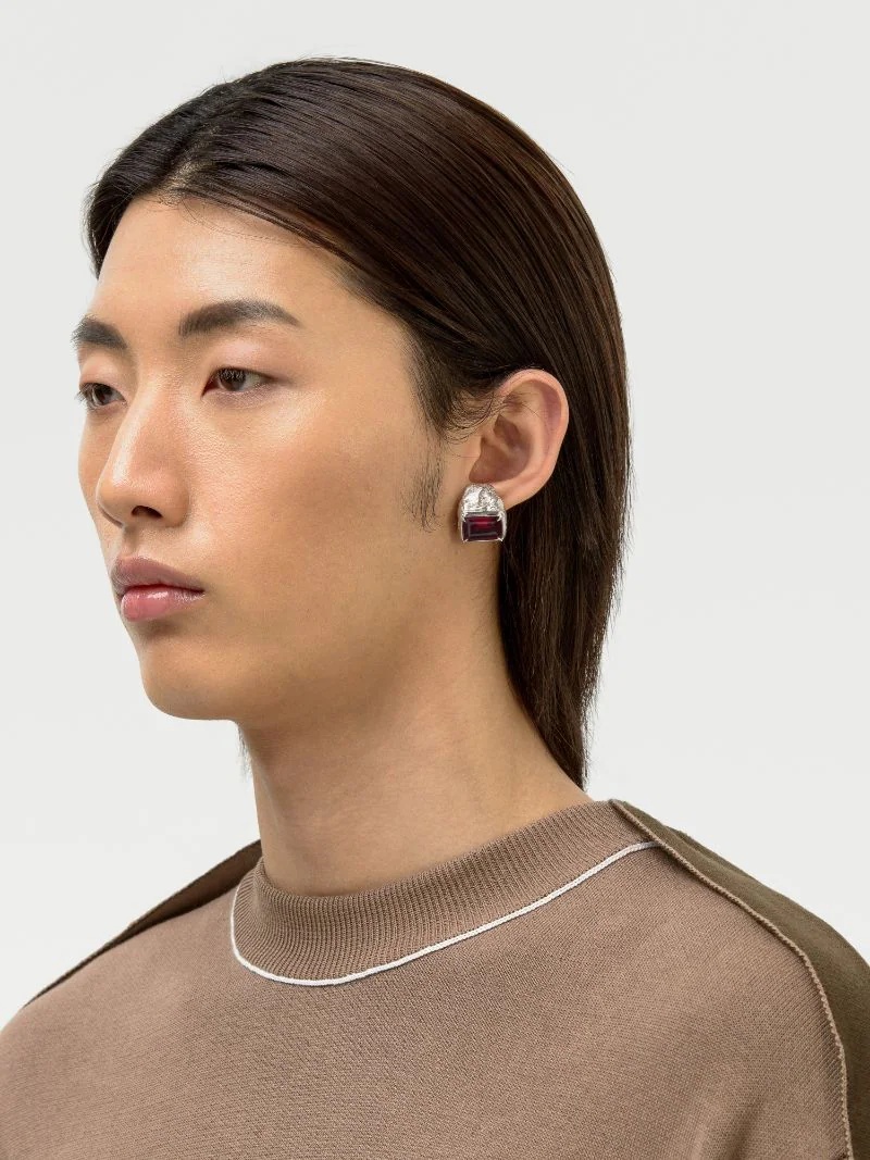 SMALL SQUARE CUT STONE EARRING - 2