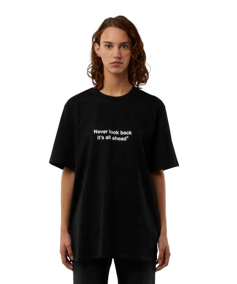 MSGM T-shirt quote "Never look back it's all ahead" outlook