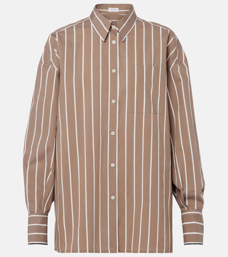 Monili striped cotton-blend poplin shirt 1