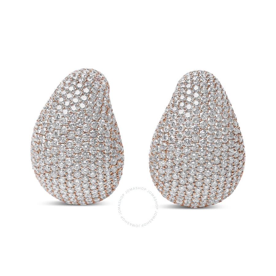 Haus Of Brilliance - Haus of Brilliance 18K Rose Gold 13 1/5 Cttw Micro-Pave Diamond Sculptural Design Statement Stud Ear - 3