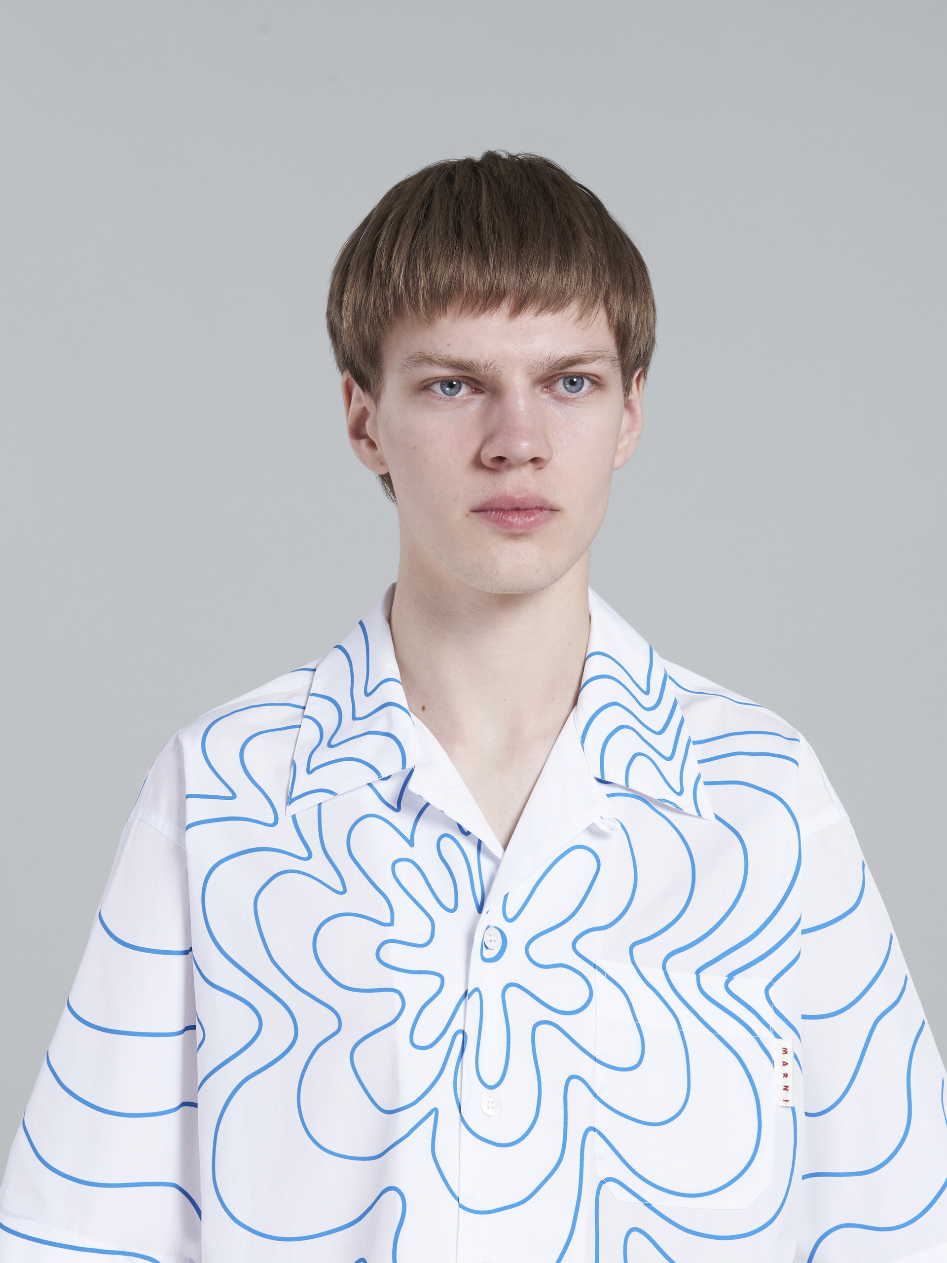 WHITE VIBRATING FLOWER POPLIN BOWLING SHIRT - 4