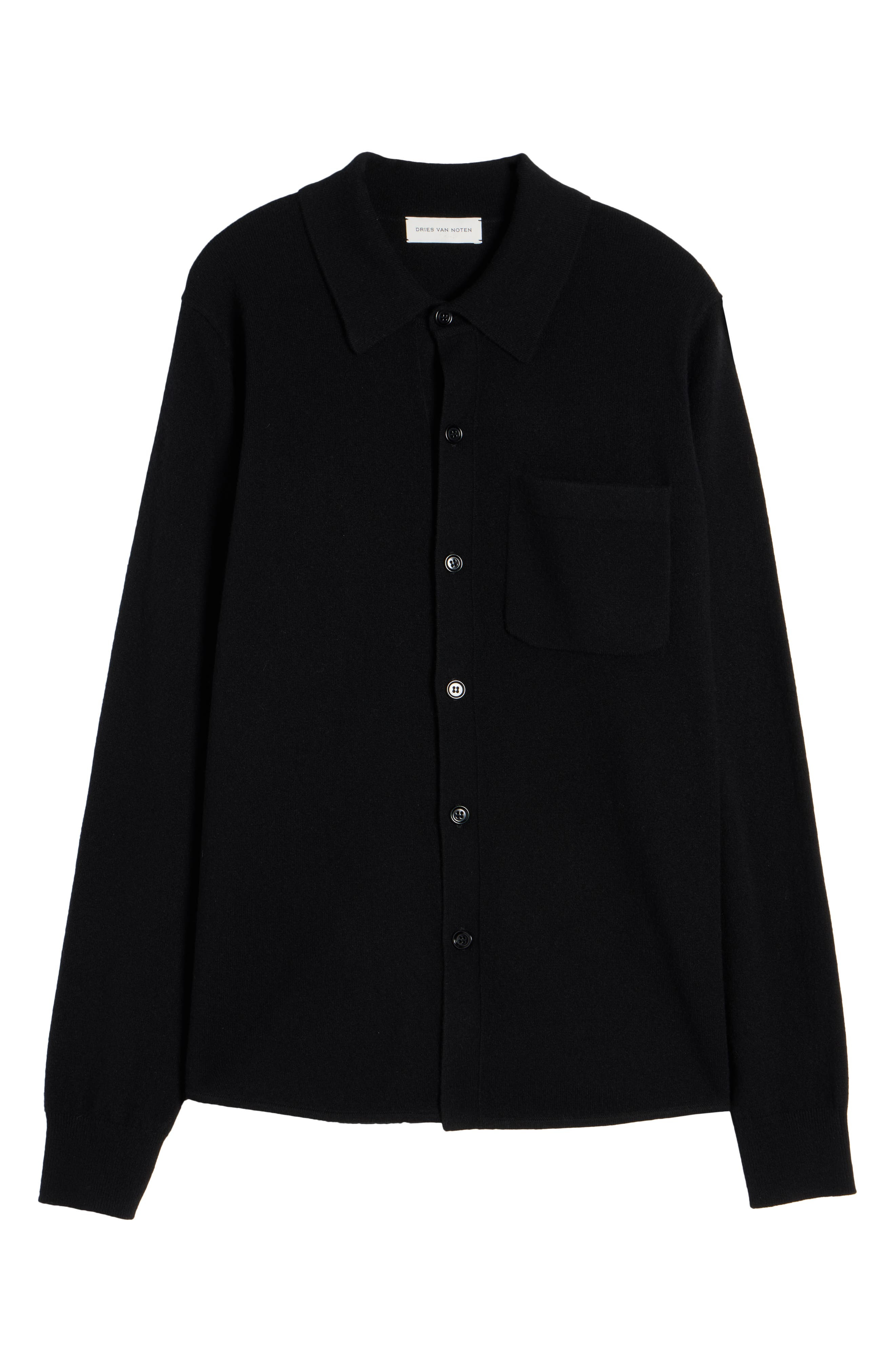Dries Van Noten Monaco Cashmere Button-Up Shirt in Black at Nordstrom - 6