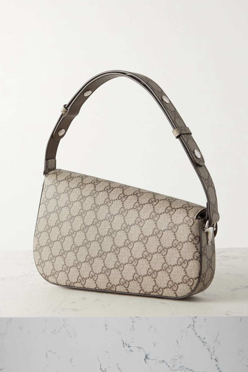 Horsebit 1955 leather-trimmed printed coated-canvas shoulder bag 3