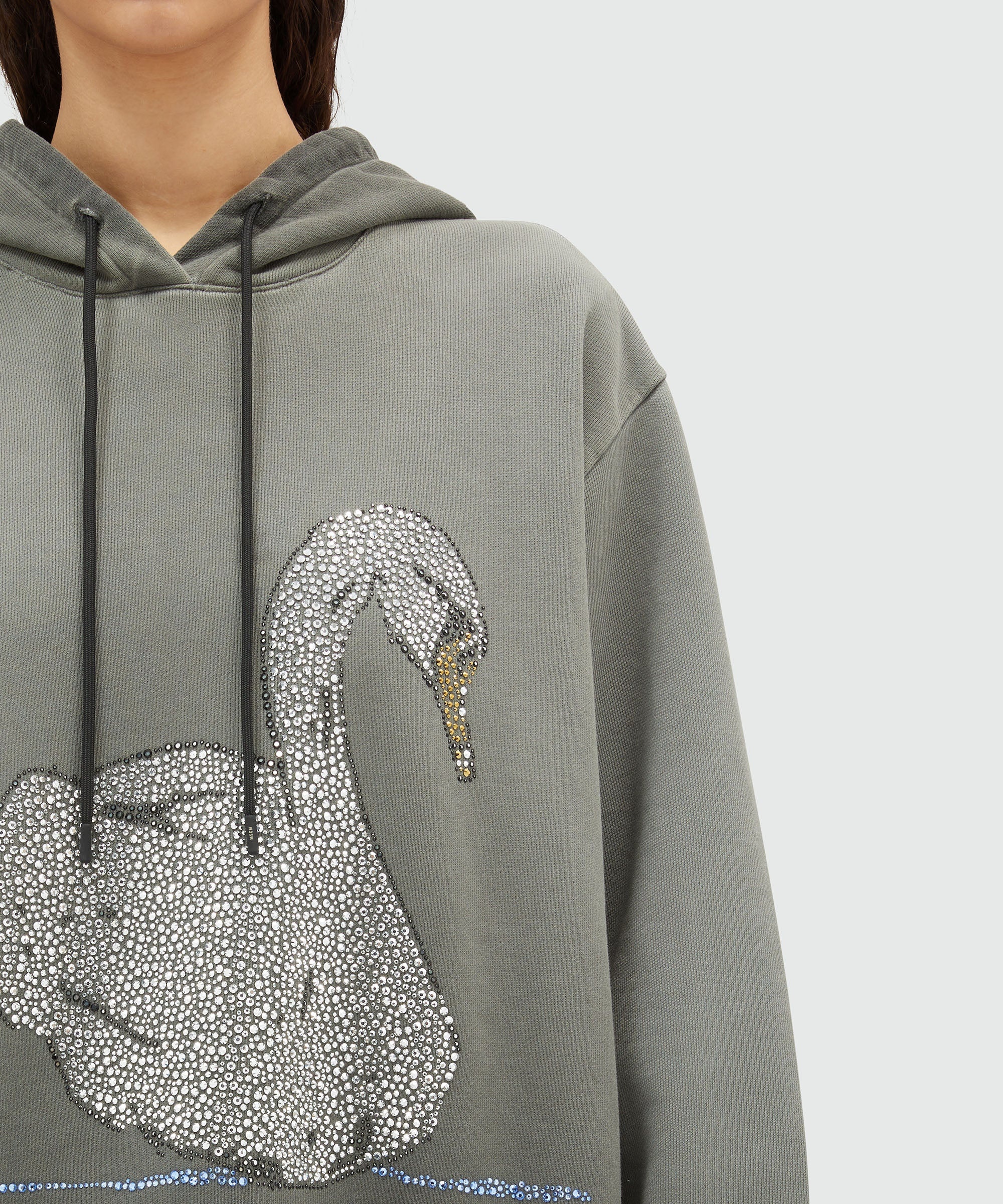 Faded-effect jersey sweatshirt with rhinestones - 5