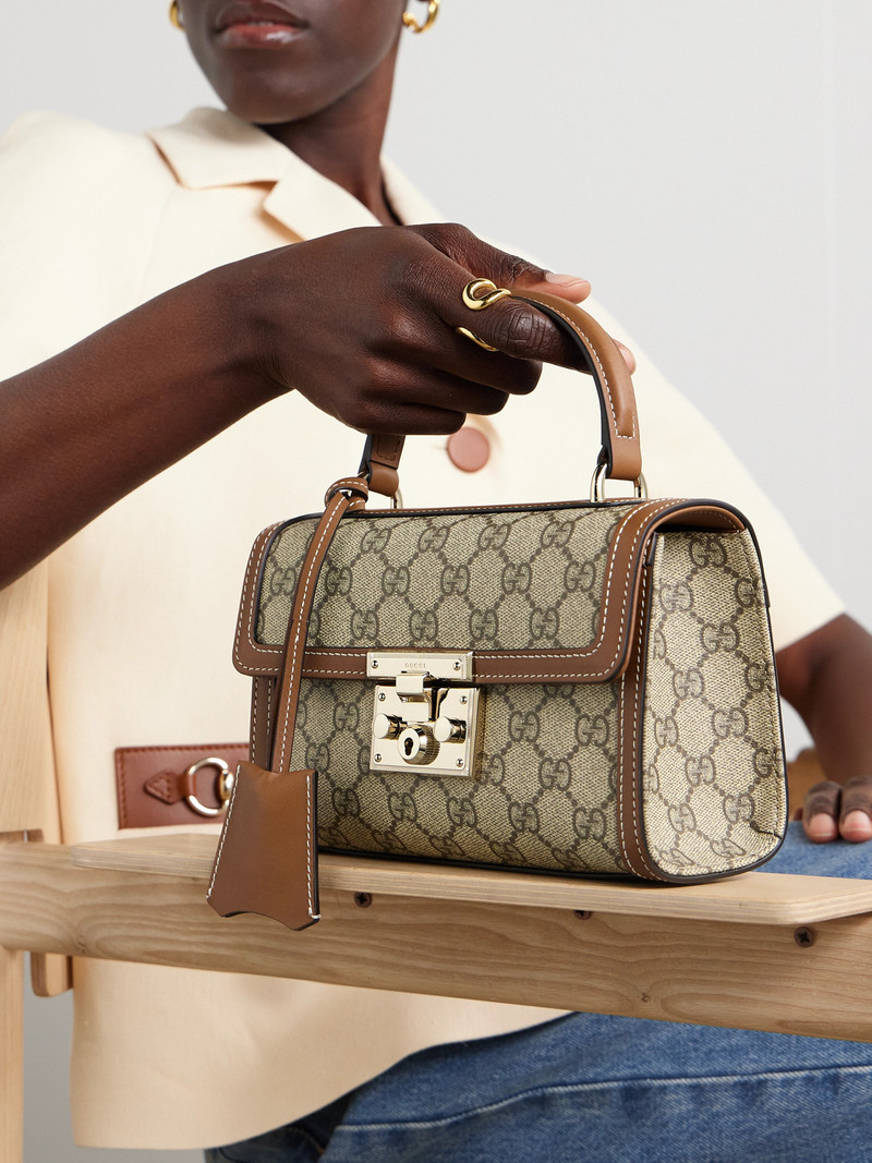 GUCCI Padlock Small Leather-trimmed Coated Canvas-jacquard Tote outlook