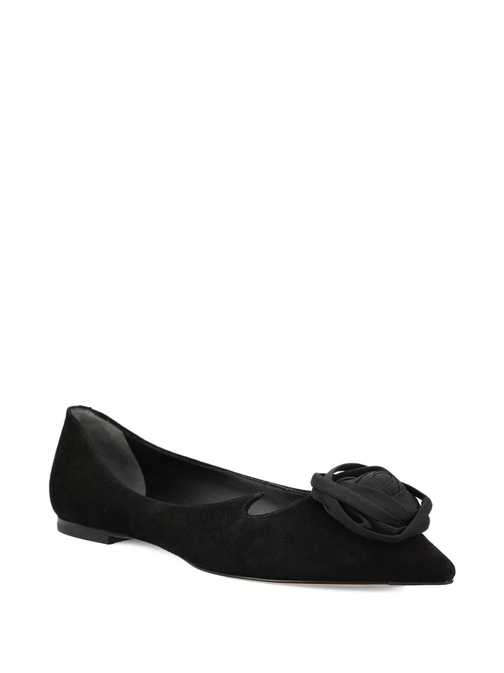 rose-embellished pointed-toe ballet flats - 2