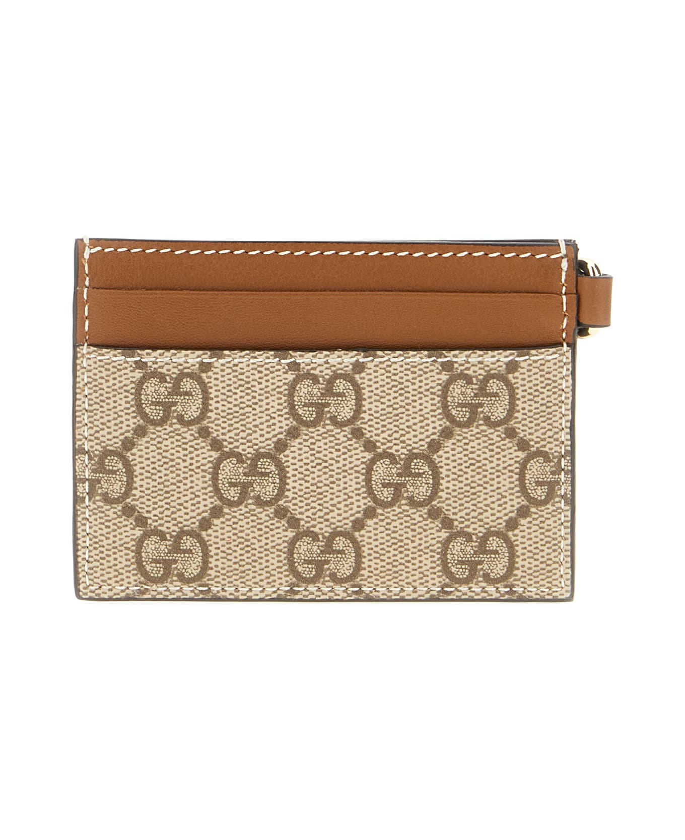 Leather And Gg Supreme Fabric Card Holder - 3