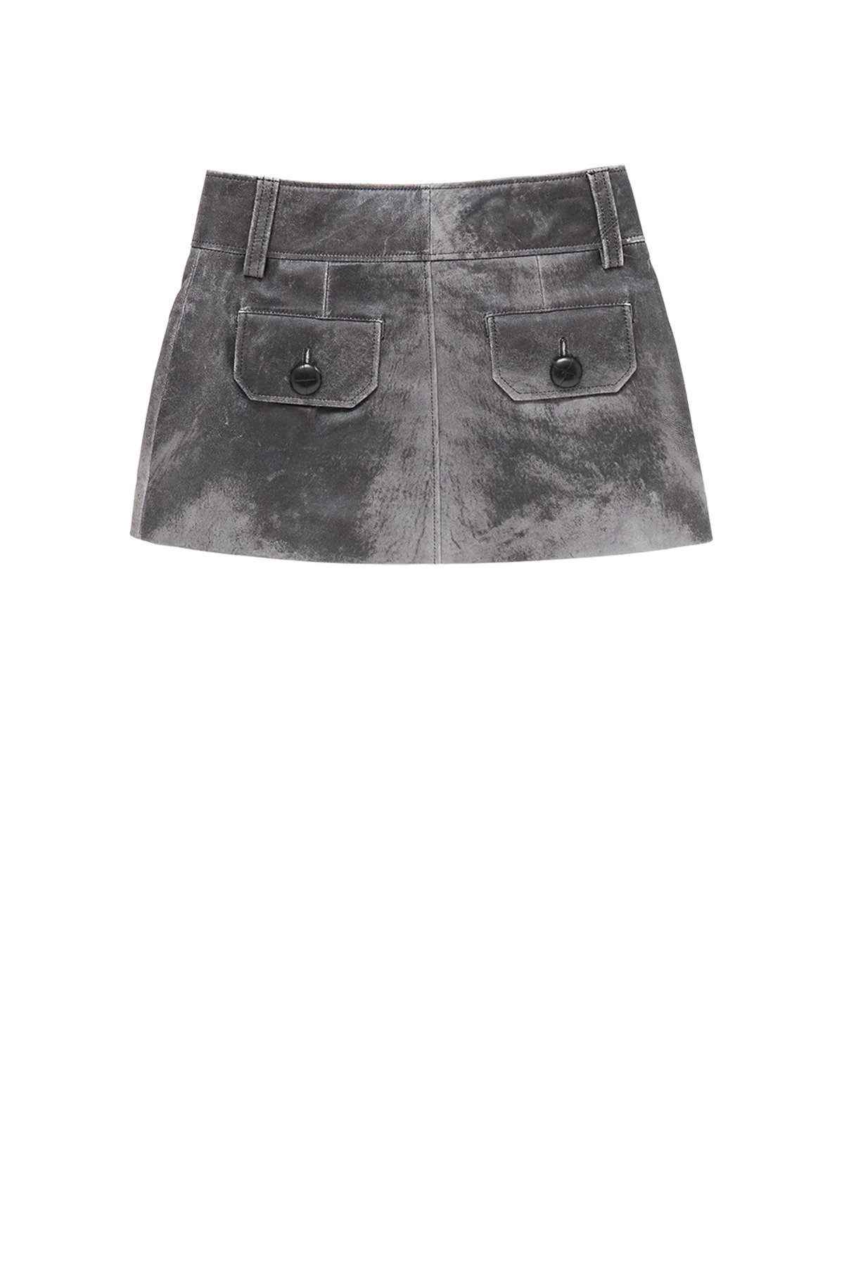 Vaquera Leather Mini Skirt Grey - 2