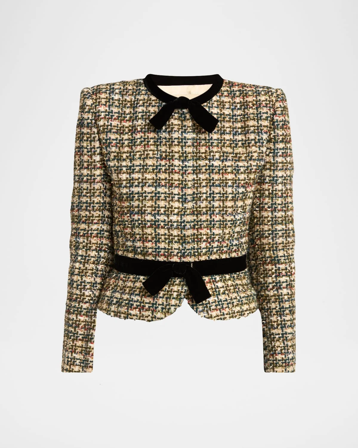 Velvet Bow Tweed Jacket - 1