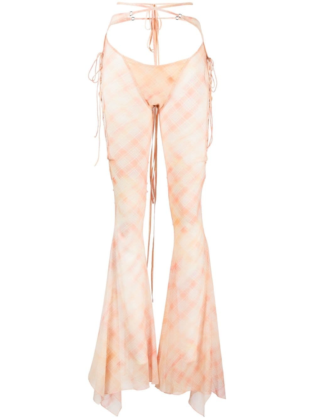 Glimmer checked flared trousers - 1
