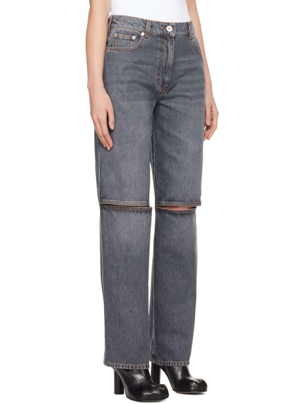 Gray Cutout Jeans - 2