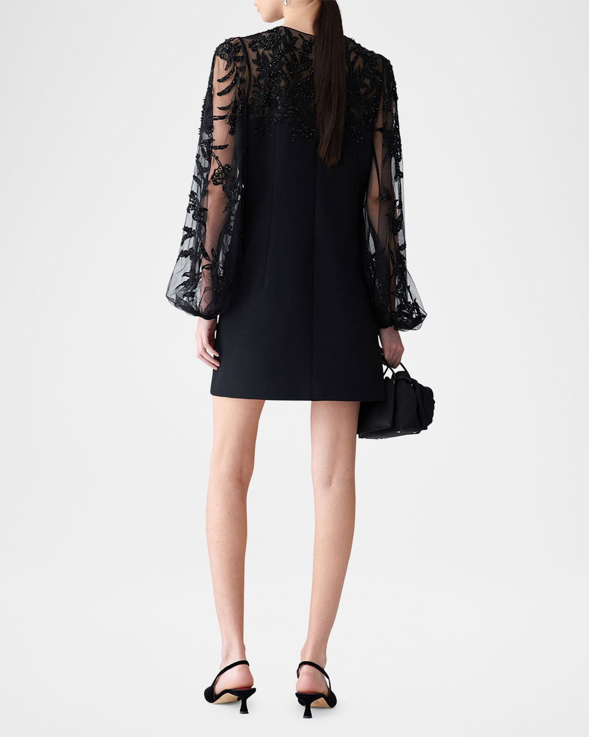 Embroidered Puff-Sleeve Mini Dress - 3