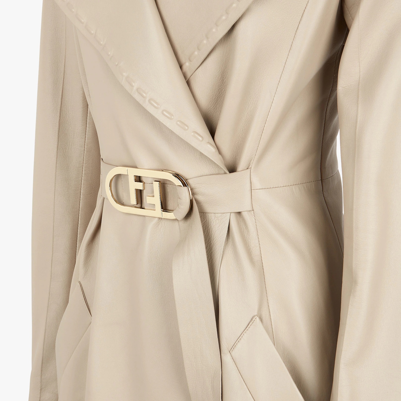 Beige nappa leather trench coat - 3