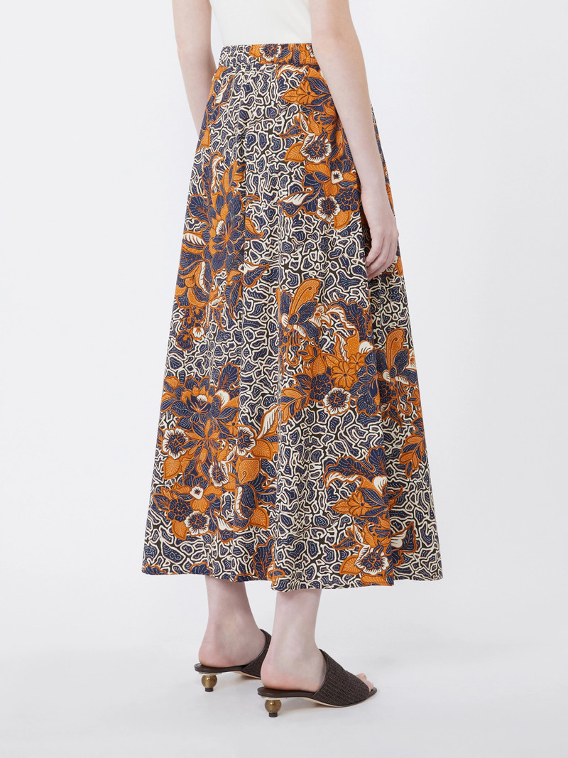 UOMO Printed poplin pleated skirt - NAVY 4