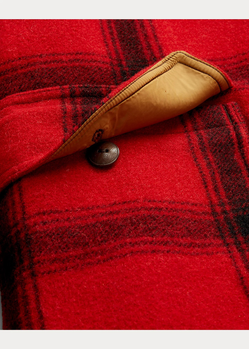 Shearling-Collar Plaid Wool Jacket 5