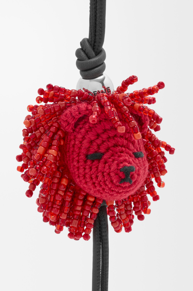 Loewe Lion head charm in crochet and calfskin outlook
