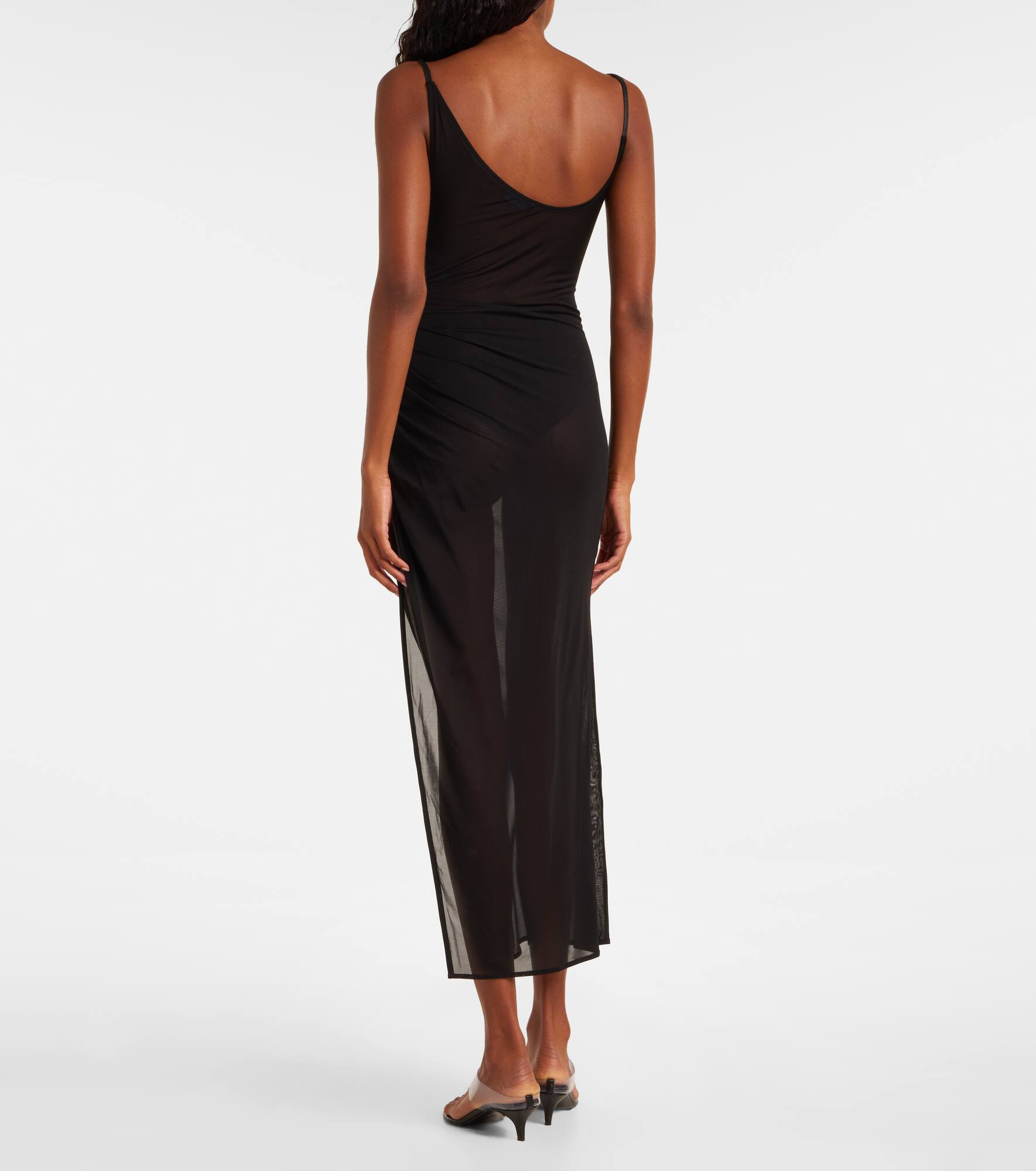 Asymmetrical sheer maxi dress - 3