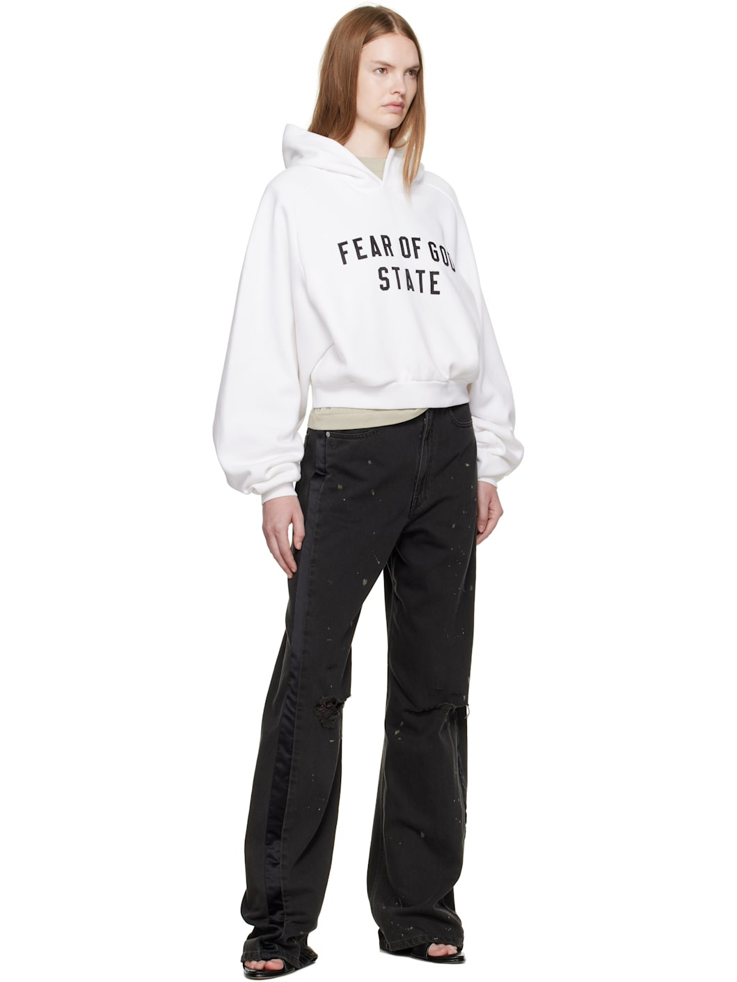 White Fleece Raglan Hoodie - 4