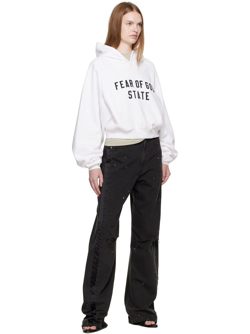 ESSENTIALS White Fleece Raglan Hoodie outlook
