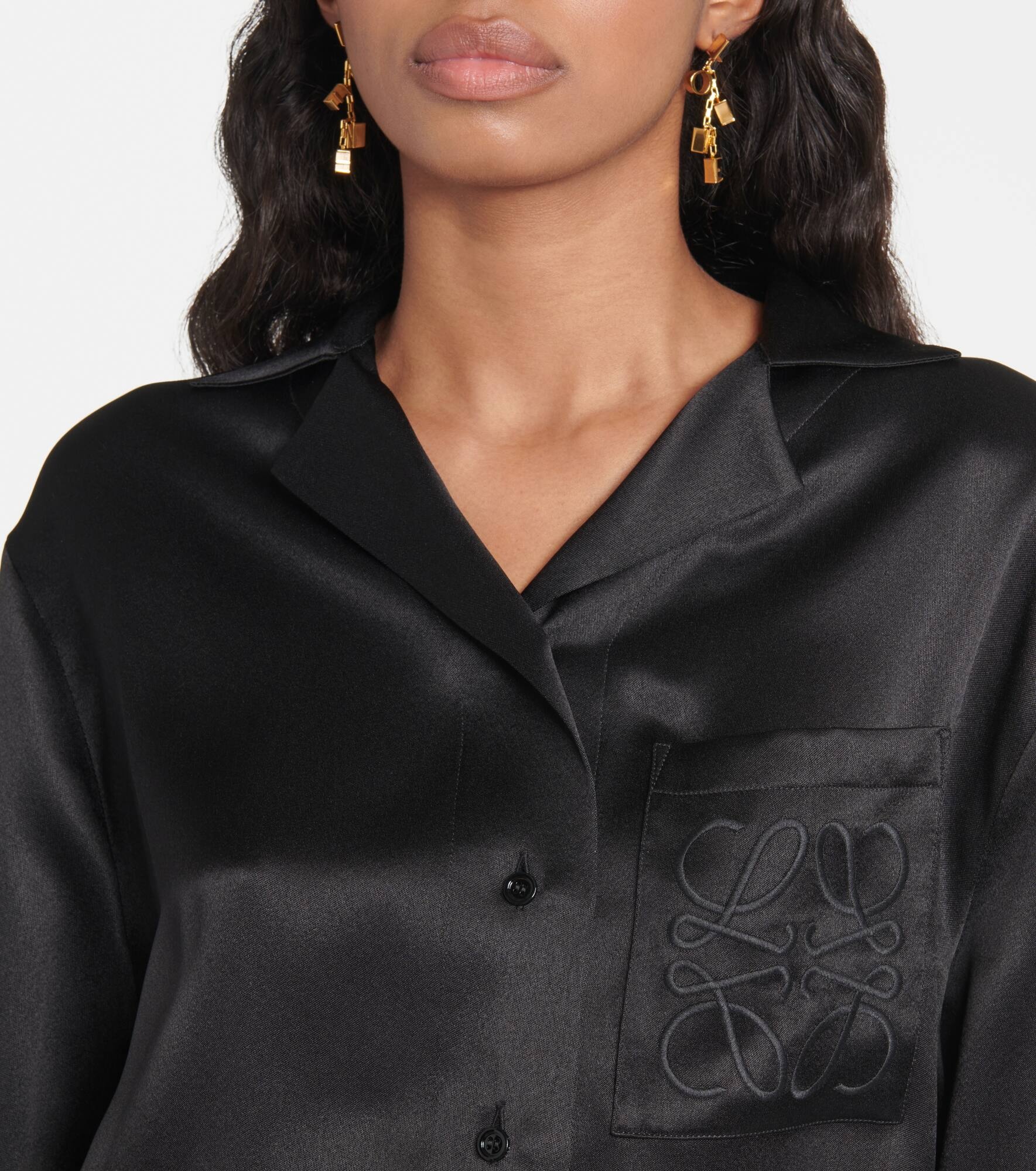 Anagram silk satin shirt - 4