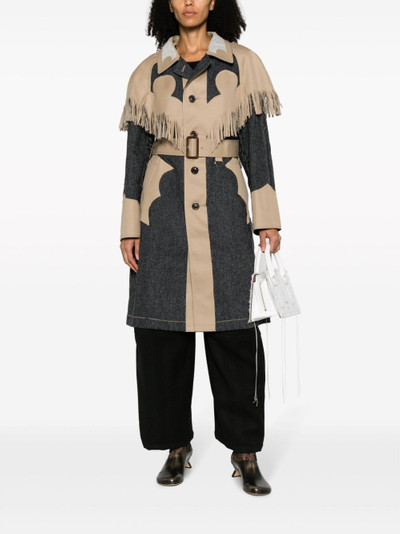 Maison Margiela fringed panelled single-breasted coat outlook