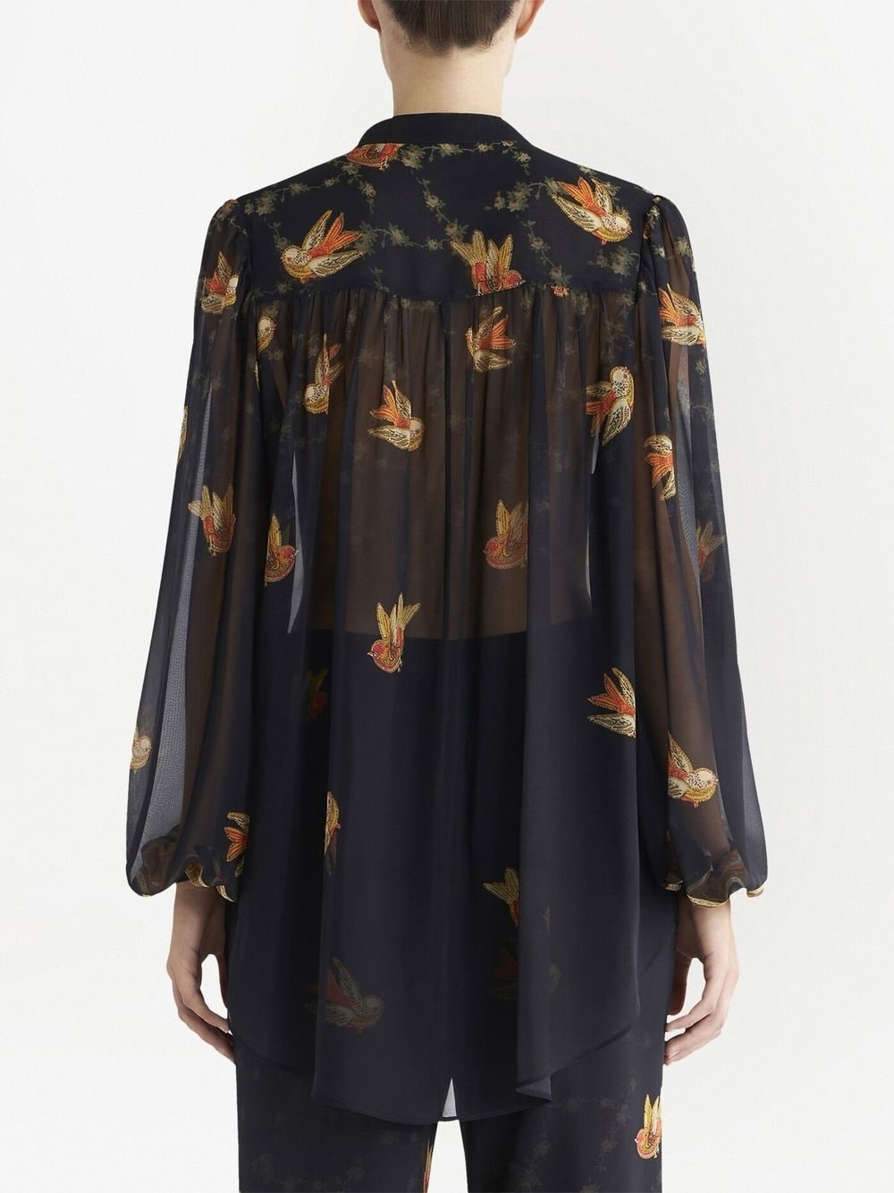 bird-print silk blouse - 4