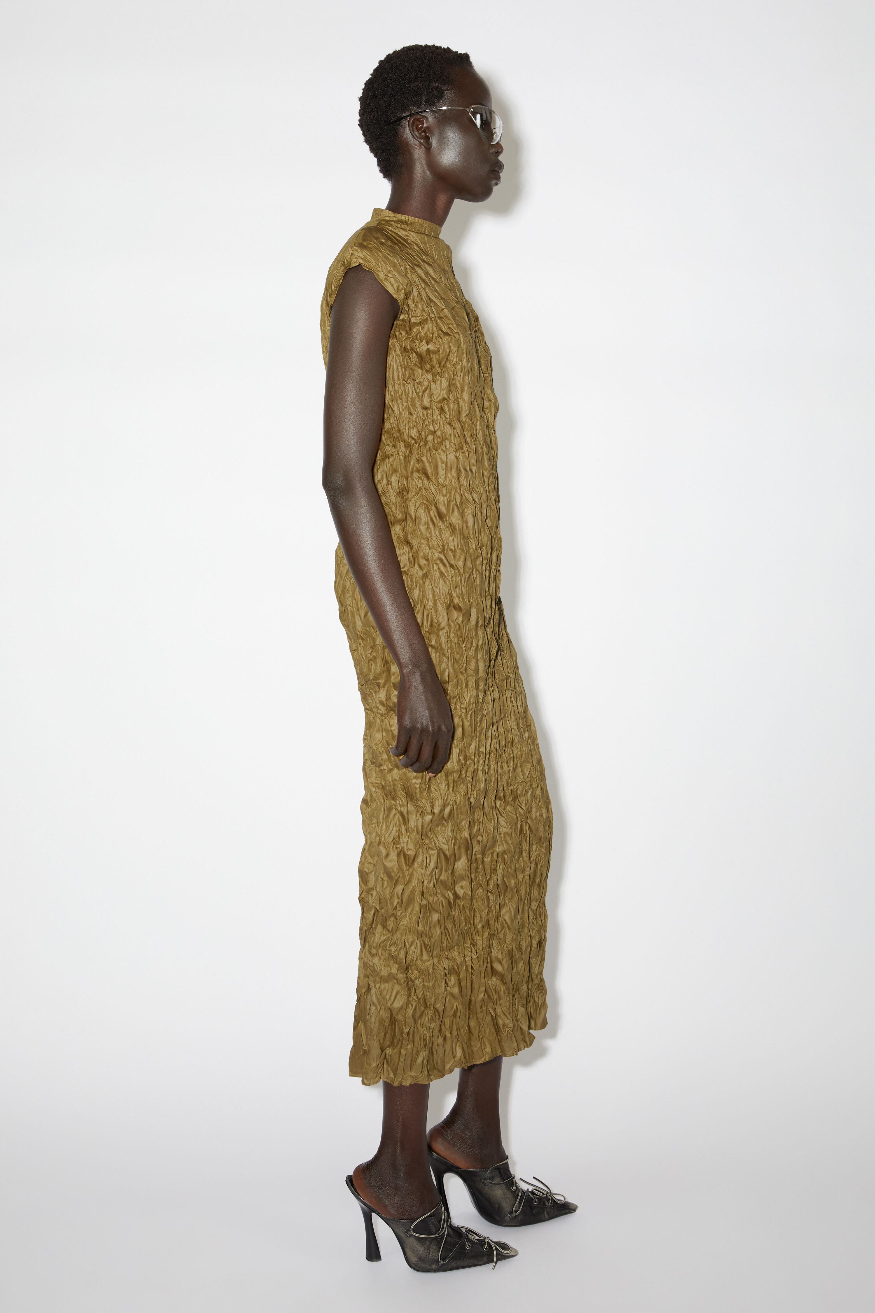 Crinkled dress - Seaweed green - 4