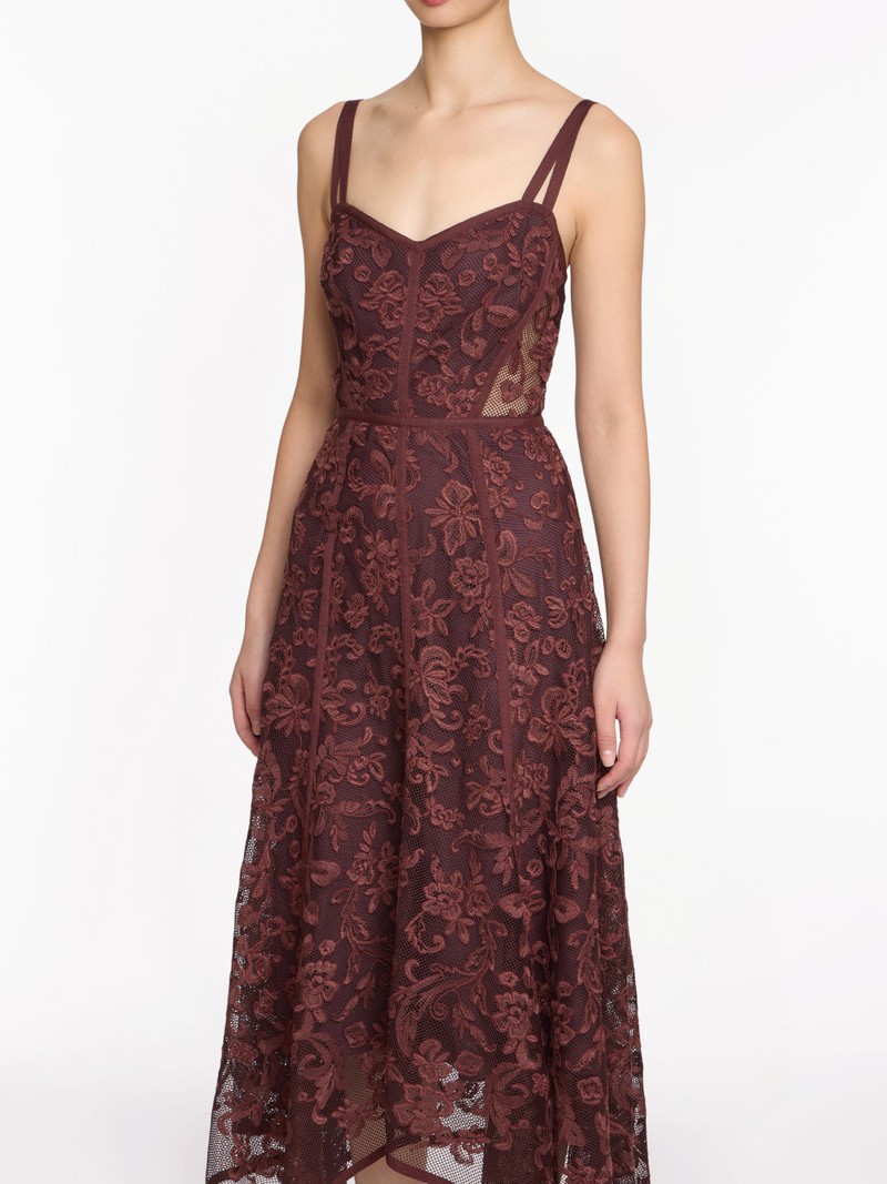 Marchesa RIBBON STRAP CORDED LACE DRESS outlook