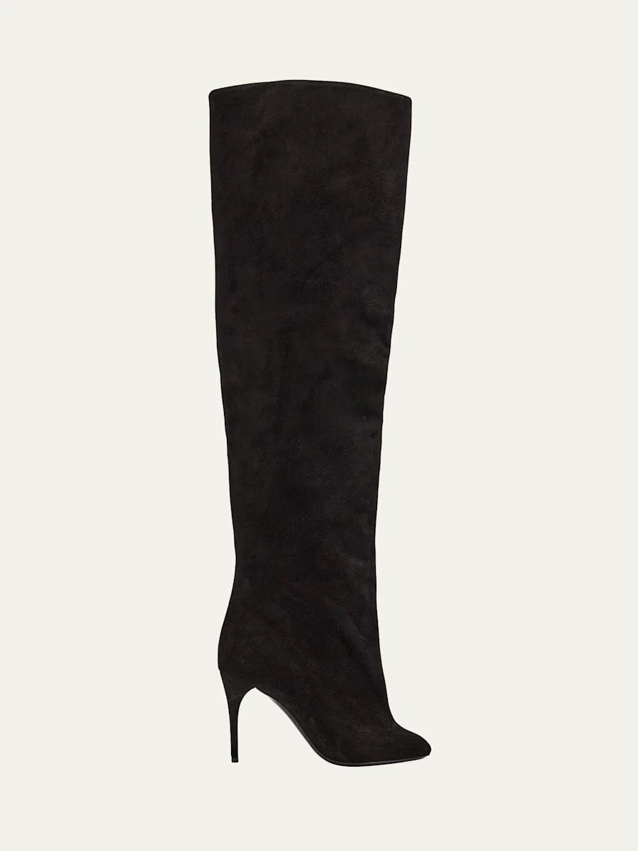 Cuissardes Stiletto Leather Knee Boots - 1