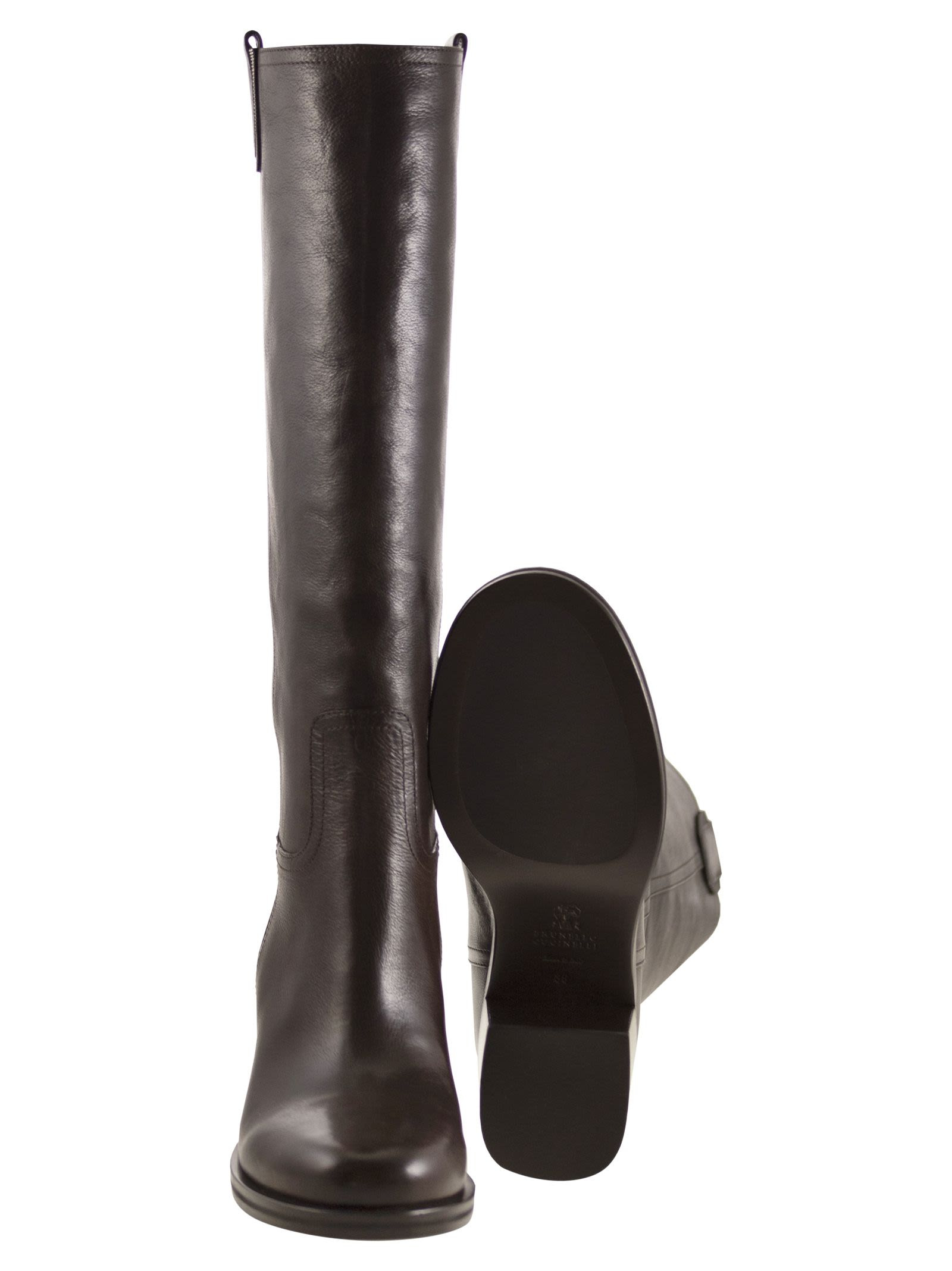 Brunello Cucinelli Women Classic Leather Boot With Precious - 5