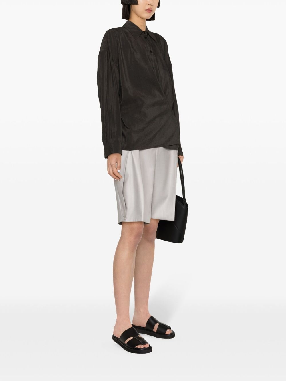straight-collar twisted shirt - 3