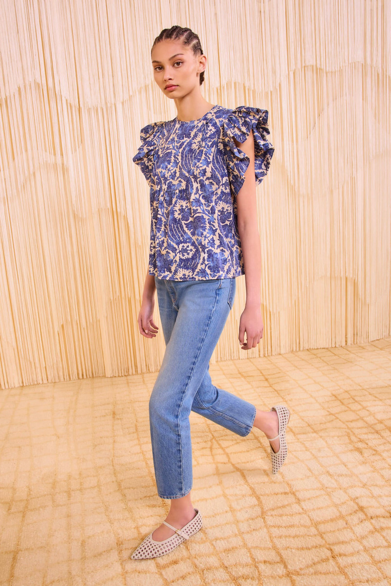 ULLA JOHNSON Sienna Flutter Sleeve Top outlook