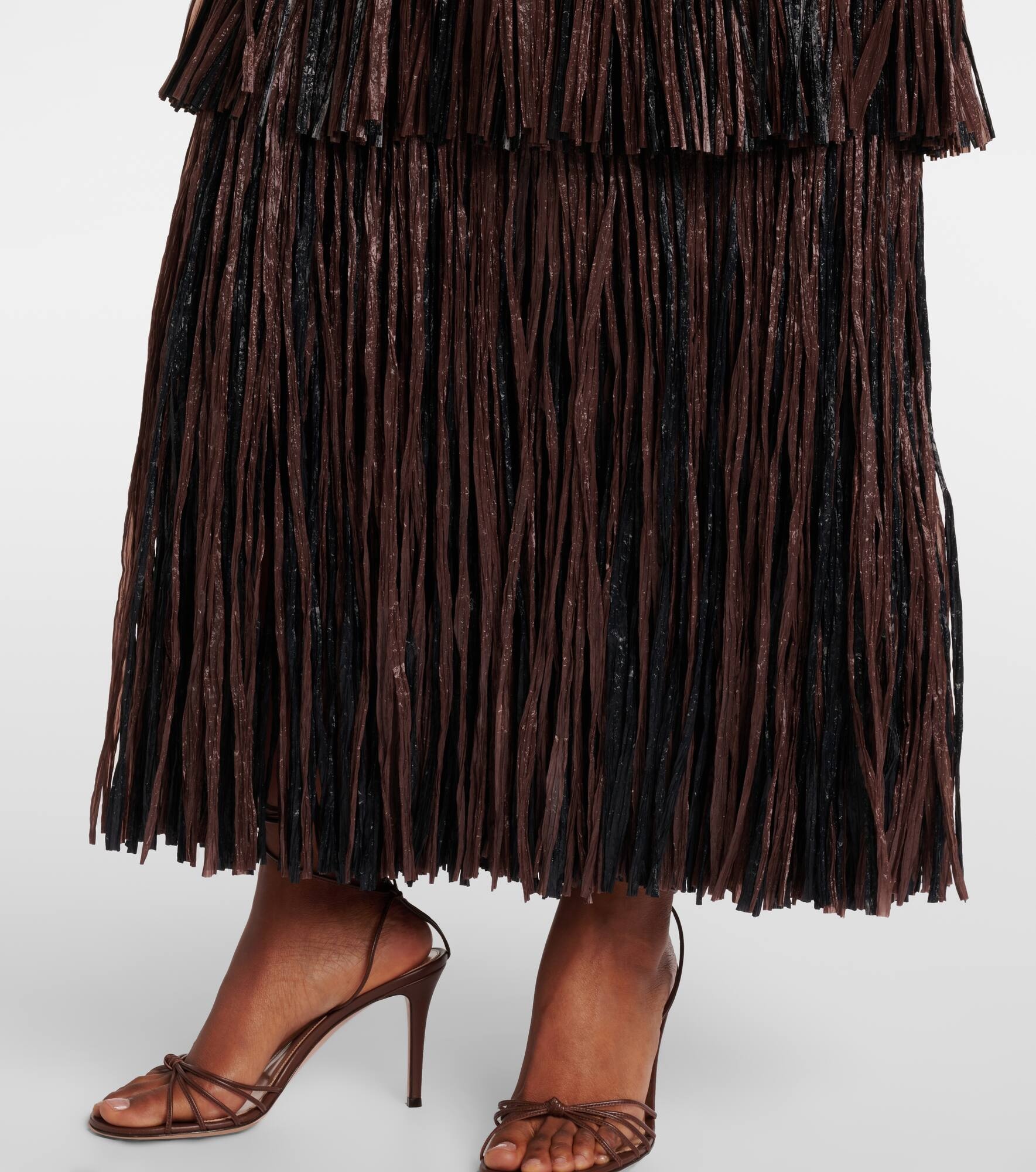 Fringed denim maxi dress - 5